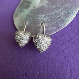 Dainty pave stones leverback earrings.